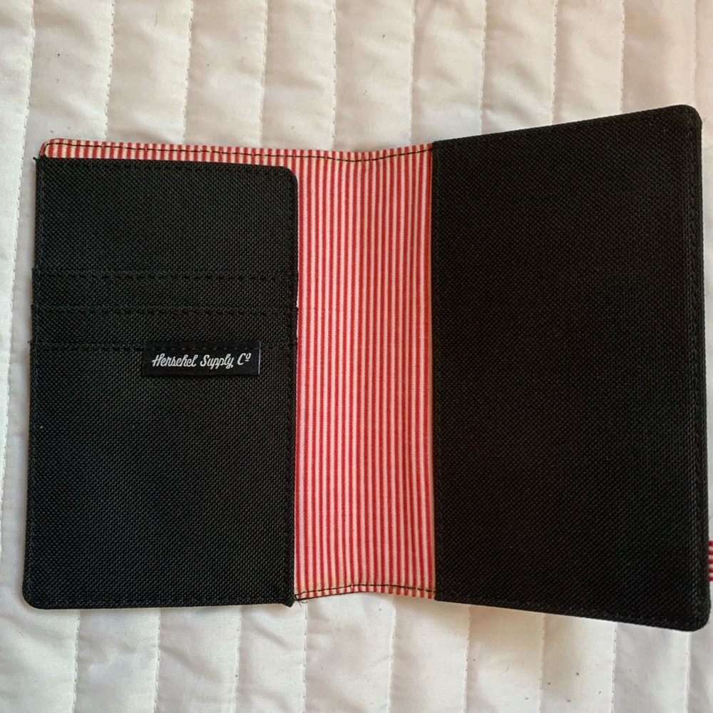 Herschel black Passport License Document Holder Wallet
